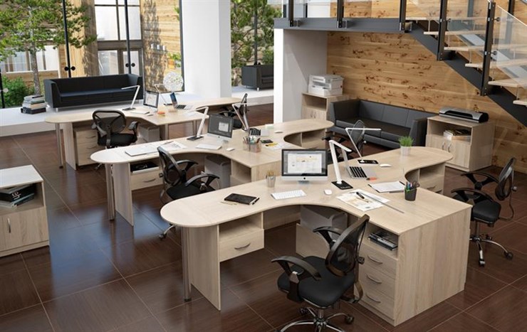Мебель для персонала SIMPLE с эргономичными столами и шкафом в Кирове - изображение 2